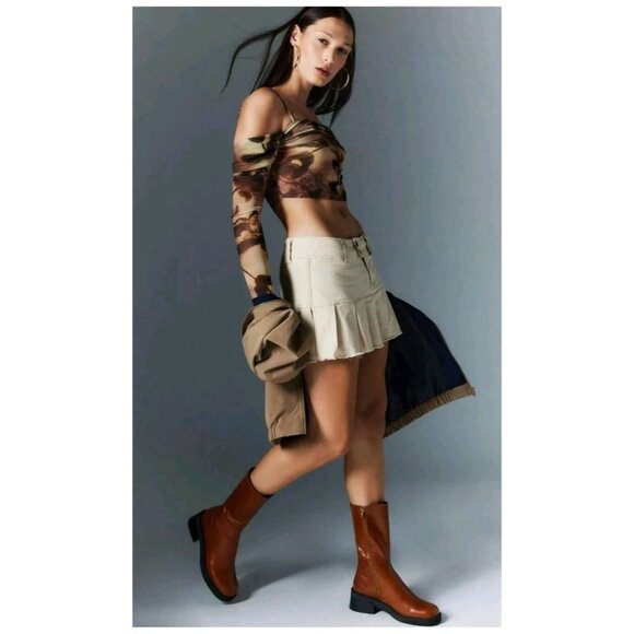 Urban Outfitters Silence + Noise Bella Off the shoulder Mesh Cropped Top Sz S - Picture 10 of 10